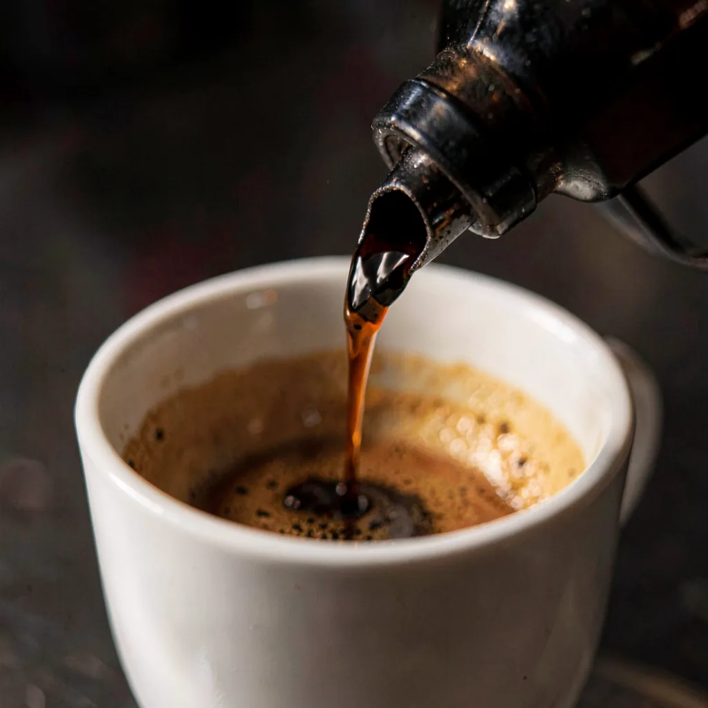 Espresso and filter coffee at Slow Start Coffee, up close