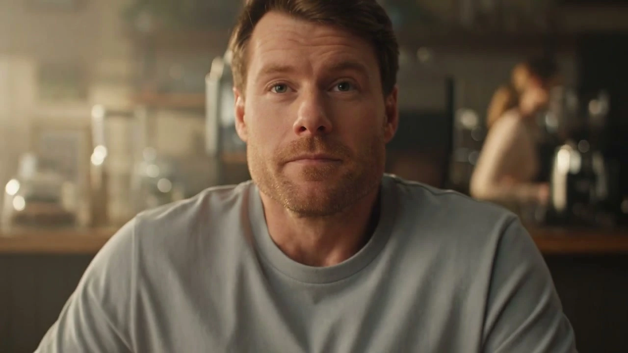 A customer at the counter after the first coffee of the morning